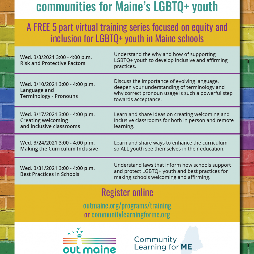 OUT MAINE LGBTQ+ WORKSHOPS