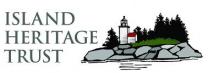 logo for Island Heritage Trust is a drawing of a lighthouse on a rocky shore